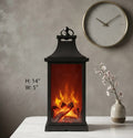 IGNITE GEDGETS Tall Matte Black Decorative Fireplace Lamp with Glowing Wood Logs & Top Ring