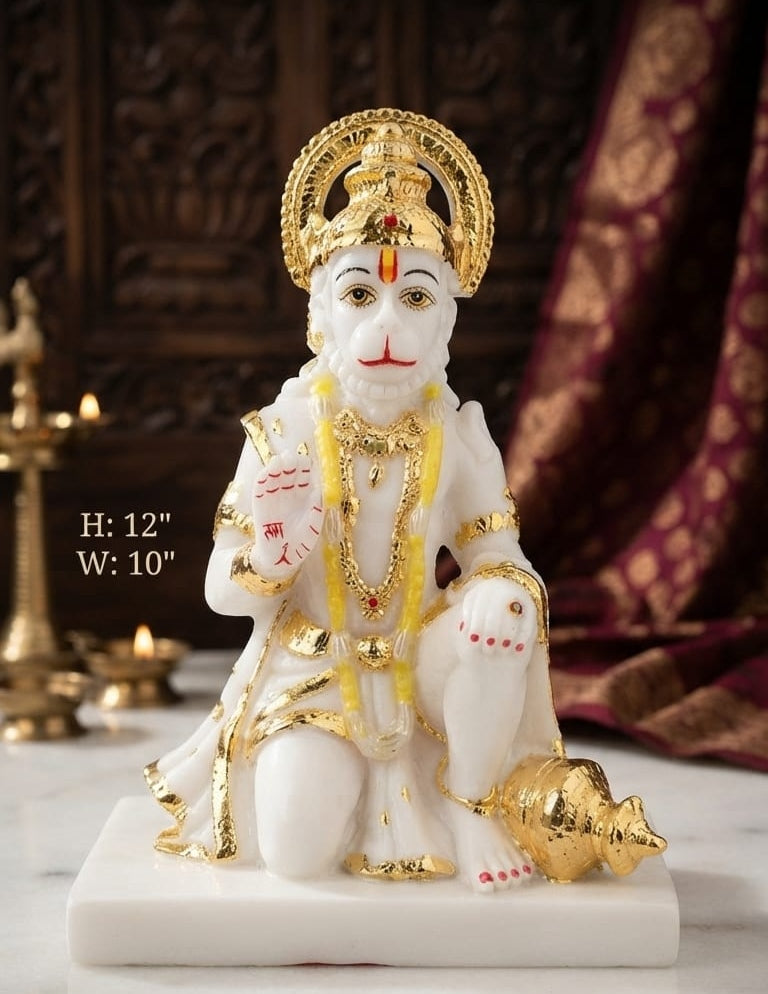 IGNITE GEDGETS Divine Sankat Mochan Bajrangbali Idol with Ram Inscribed Blessing Palm for Pooja Mandir